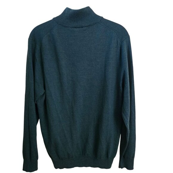 Jos A. Banks Traveler's Collection Pine Grove Green Merino Wool 1/4 Zip Sweater - Picture 3 of 5